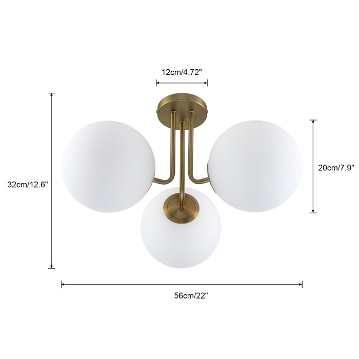 Mercer41 Plafonnier semi encastré 3 lumières Spoutnik moderne 22